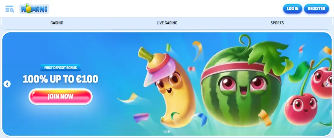 Nomini Welcome bonus Screenshot